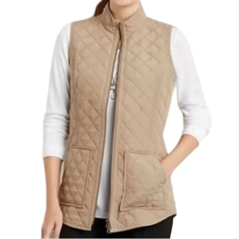 J. Jill tan brown size small quilted vest